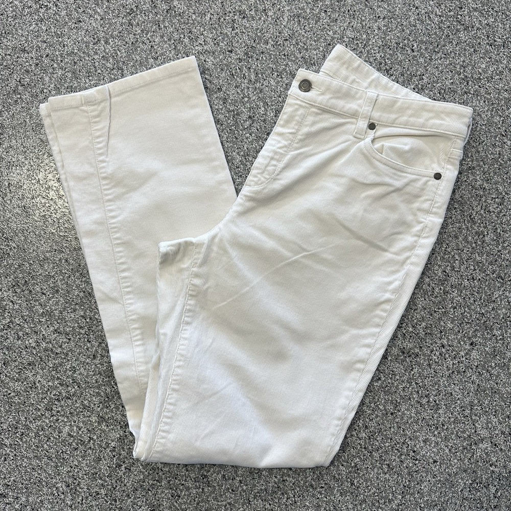 Lands End Corduroy Jeans Womens 14 34x31 Mid Rise Straight Leg Pants Ivory